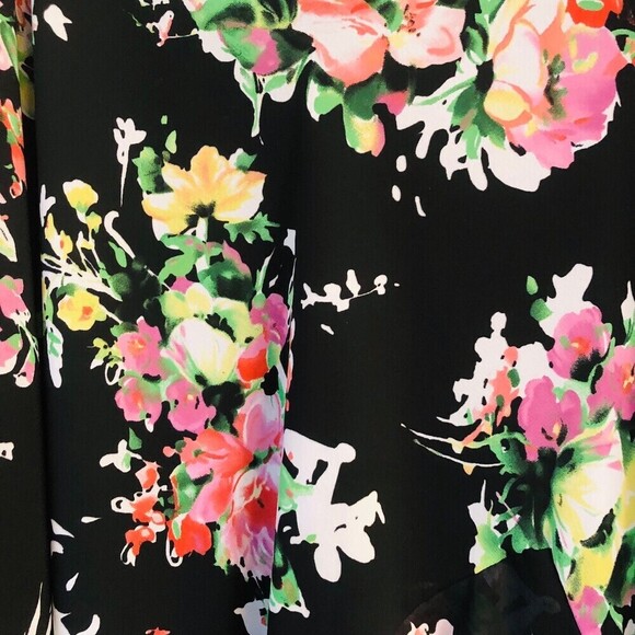 Chaps Women Skirt Tulip Mid Length Floral Print Black Romantic Fairy Grunge - Picture 4 of 7